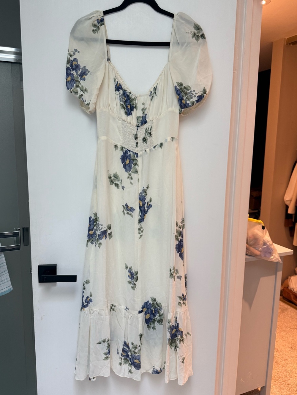 Reformation Parke Midi Dress Roquefort Floral Ivory Size 4 - Picture 8 of 13